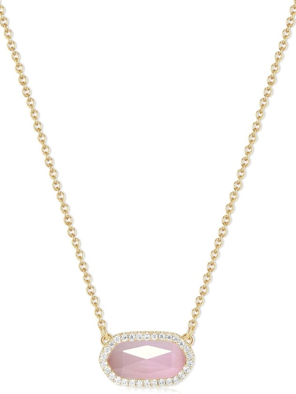 Dainty Hexagon Necklace for Women, 14K Gold Plated Gemstone Pendant, Adjustable